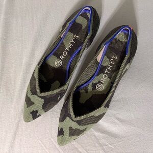 Rothy's Green & Black Camo Pointed-Toe Flats